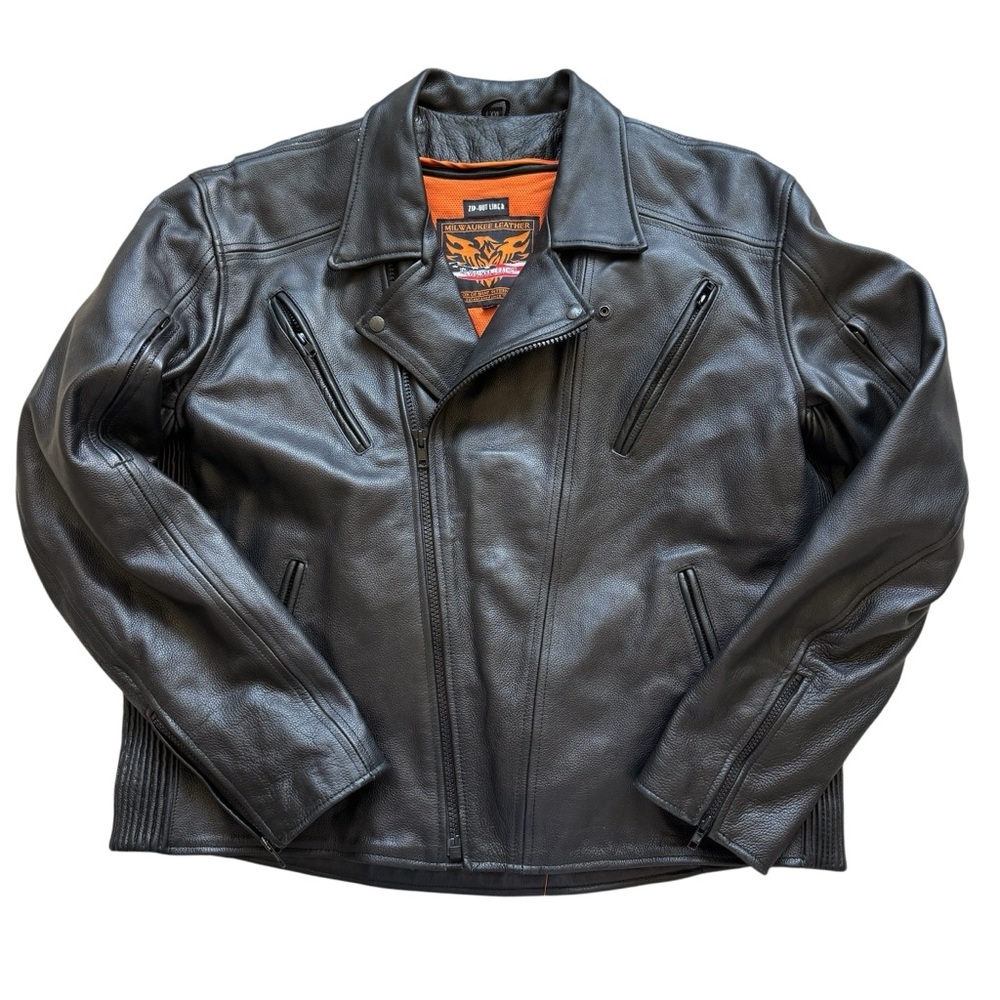 Milwaukee Leather Men’s XXL Black Motorcycle Jacket Zip-Out Liner Biker Riding